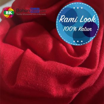 Kain Katun Rami Warna Merah (Rami Look)